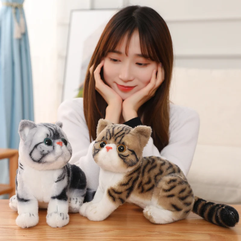 1pc 26CM Lovely Simulation Cat Peluches Toy Stuffed Soft Pet Cat Dolls Kawaii Animal Plush Toys for Children Kids Birthday Decor