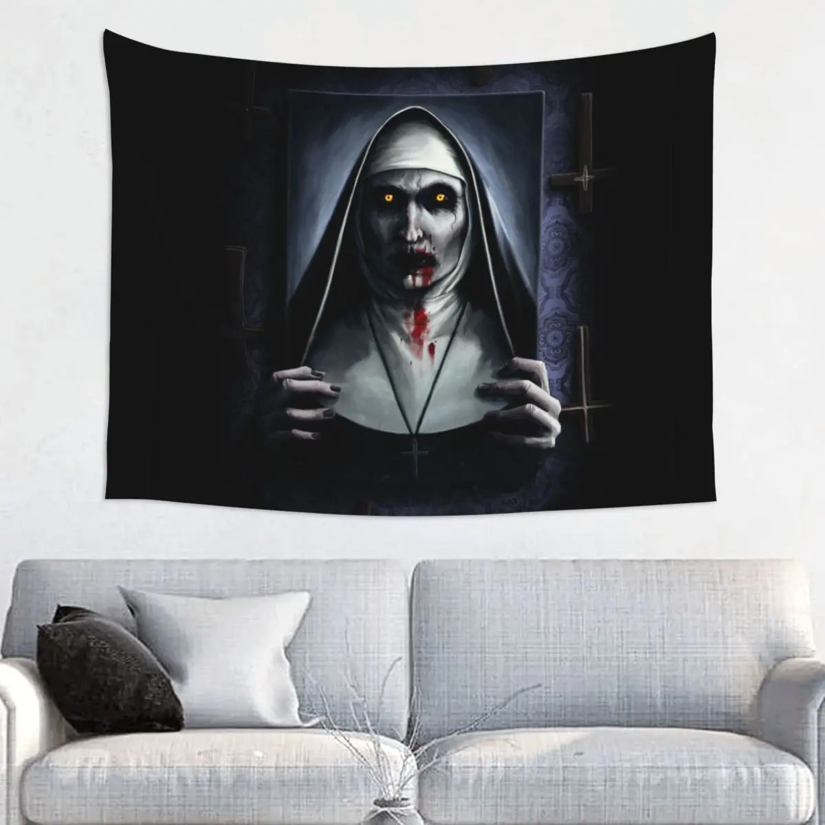 The Conjuring Sister Valak Tapestry Home Decor Customized Hippie Wall Hanging Horror Film Tapestries for Bedroom