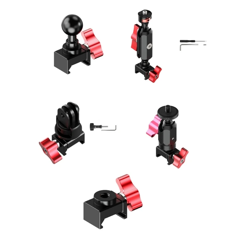 96BA Schiene Rutsche Klemme Adapter mit 17mm Kugelkopf 1/4 Zoll Schraube 360 ​​Grad Rotation für Fotografie Video Zubehör – Detail 1