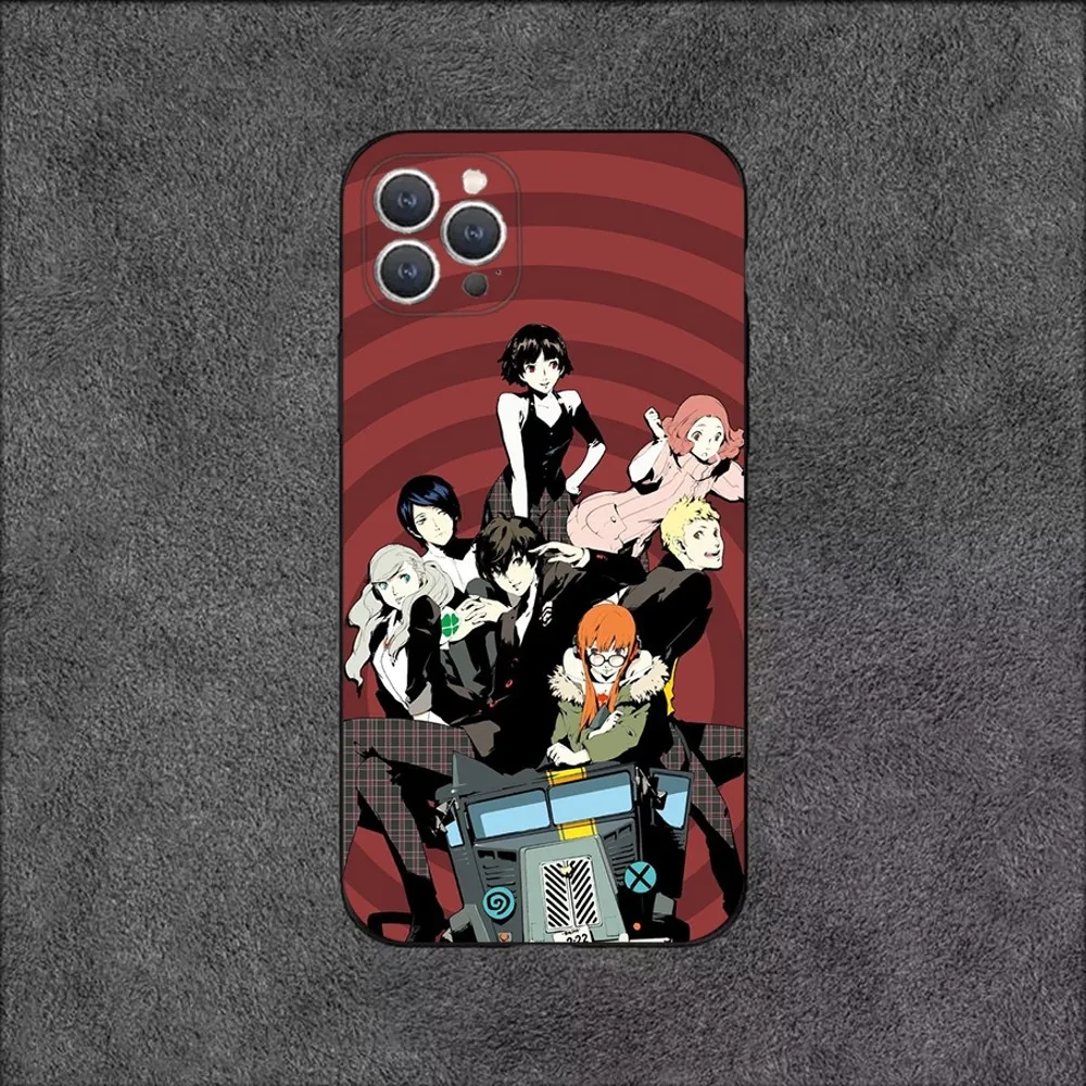 Game P5 Persona 5 Fanart Phone Case For iPhone 16,15,14,13,12,11,Plus,Pro Max,XS,X,XR,SE,Mini,8,7 Soft Silicone Black Cover