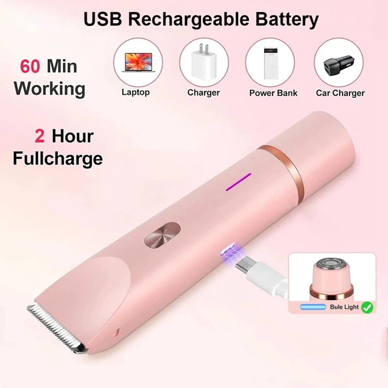 Painless Hair Removal Trimmer For Sensitive Areas Like Bikini Area Or Arms, 2 In 1 Shaver Baby Hair Epilator-A66K