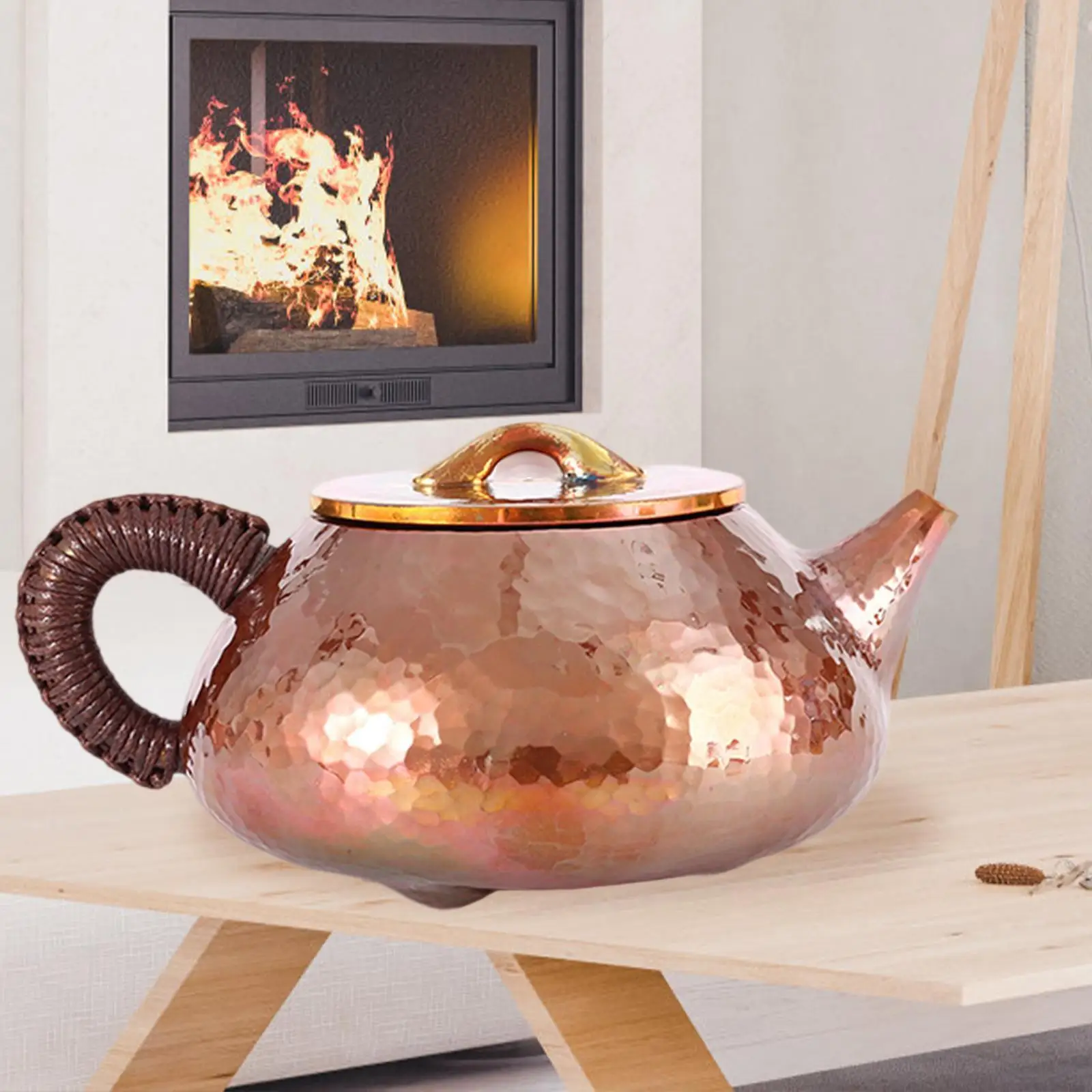 

Loose Leaf Tea Maker Kung Fu Tea Pot Copper Tea Kettle 300ml Teaware Accessory Copper Teapot for Party Household Home Office