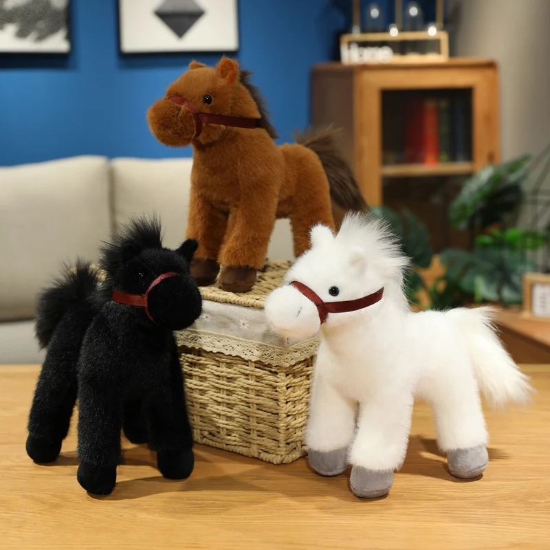 

23cm Super Realistic Horse Plush Doll High Quality Stuffed Animal Pony Toy Classic Birthday Gift for Children
