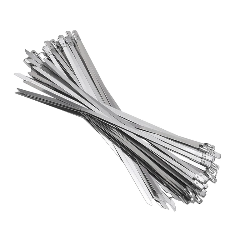 10pcs 304 Stainless Steel Metal Cable Ties 4.6MM Multifunctional Zip-Exhaust Locking Cable Tie 150 - 500mm