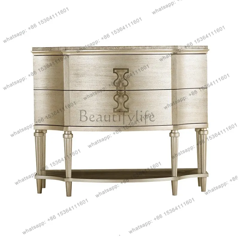 

Light luxury semi-round dining side cabinet European all-solid wood storage decorative cabinet