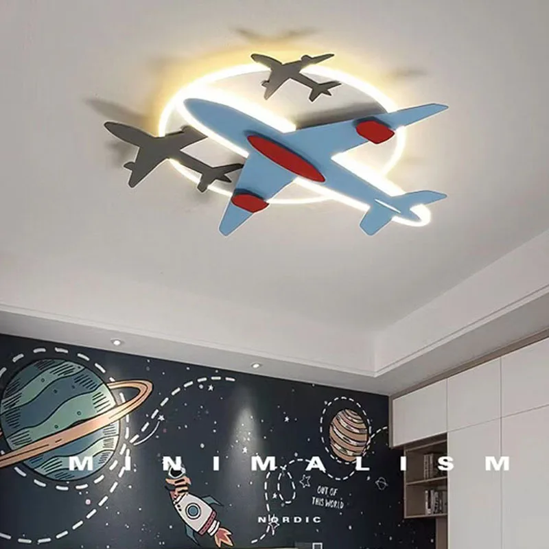 Modern Airplane Led Ceiling Lamps For Children's Room Bedroom Kids Baby Boy room decor Cartoon Lustre Aircraft Chandelier Lights