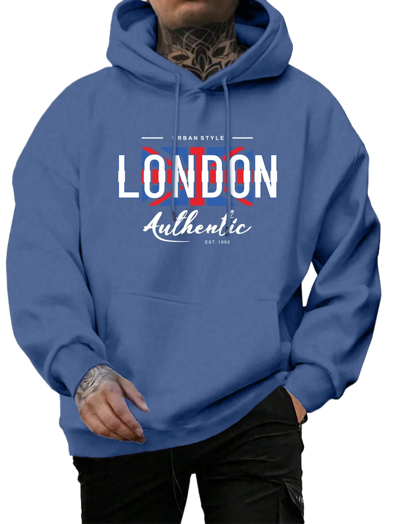 

London Letters And National Flag Prints Pullover Man Hoodie Hooded Men Simple S-5xl Tops
