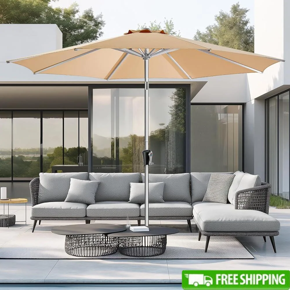 

Алюминиевый зонт для патио, 9 футов, устойчивый к выцветанию, защита от ультрафиолета, рыночный зонт, уличный кривошипный наклон, сверхмощный, устойчивый к ржавчине навес