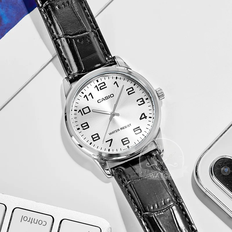 ساعة كاسيو للرجال، تصميم بسيط وبسيط، تصميم عصري، حركة كوارتز مقاومة للماء MTP-V001