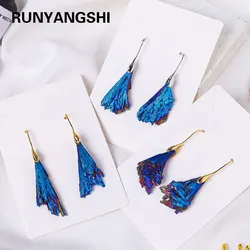 Natural Blue Tourmaline Crystal Earrings Reiki Healing Stone Increase charm Health Amulet for Girl Womans Charm Gifts