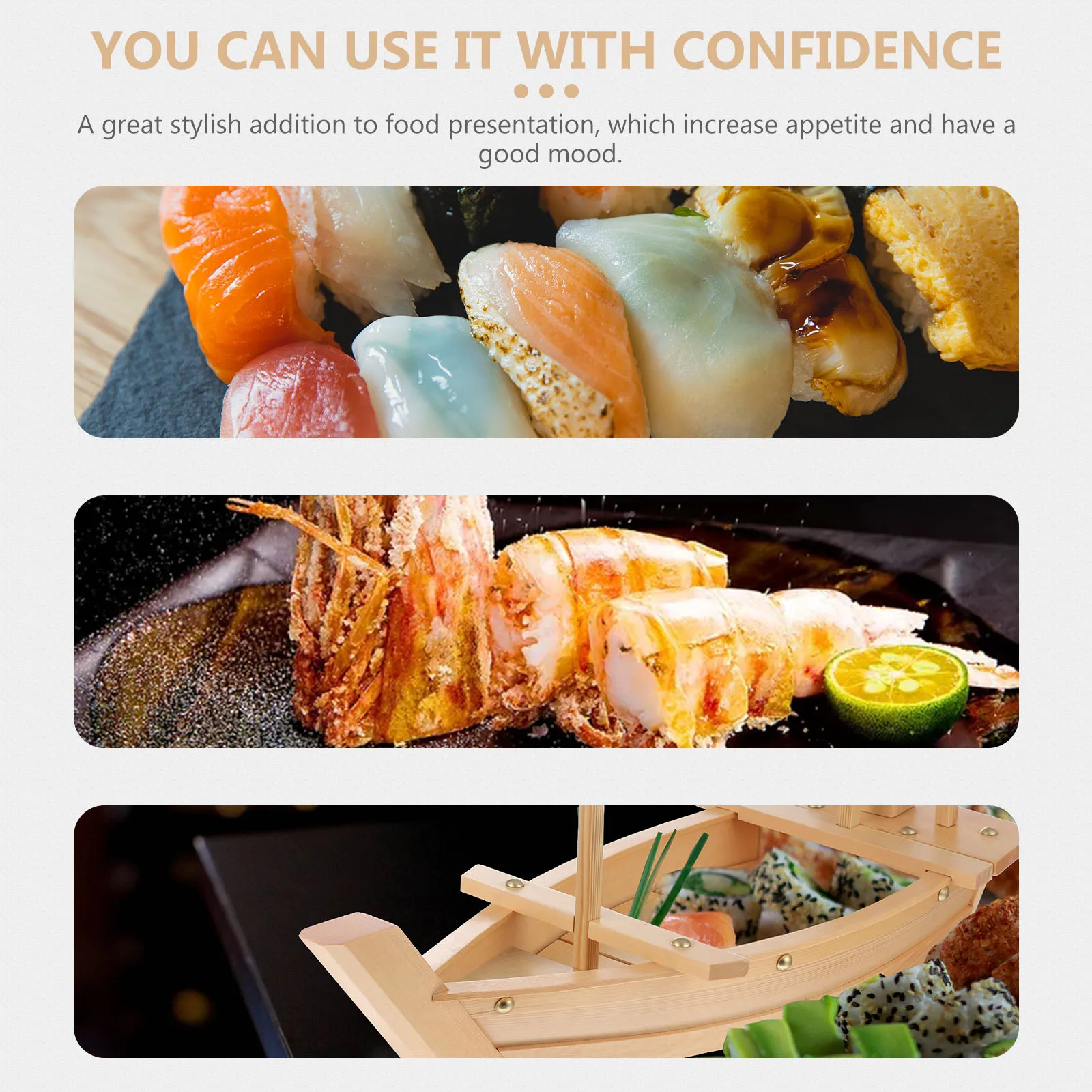 

1Pcs Sushi Boat Plate Wooden Tray Natural Wood Material Eco Friendly Smooth Surface Easy Clean for Restaurants Home Parties