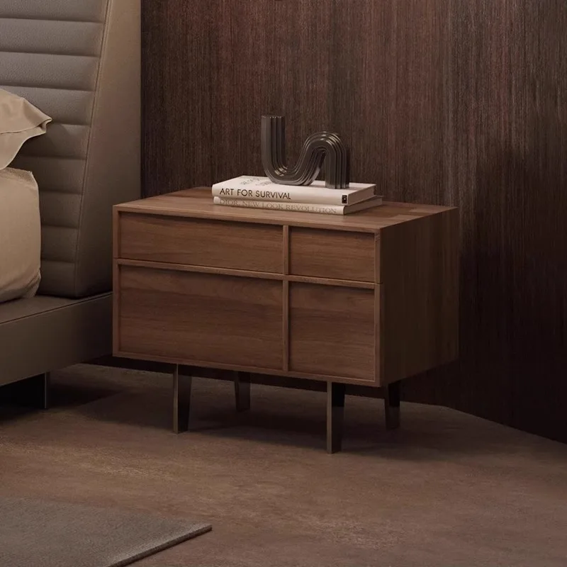 

Retro Italian minimalist North American black walnut solid wood storage bedside modern simple light luxury small