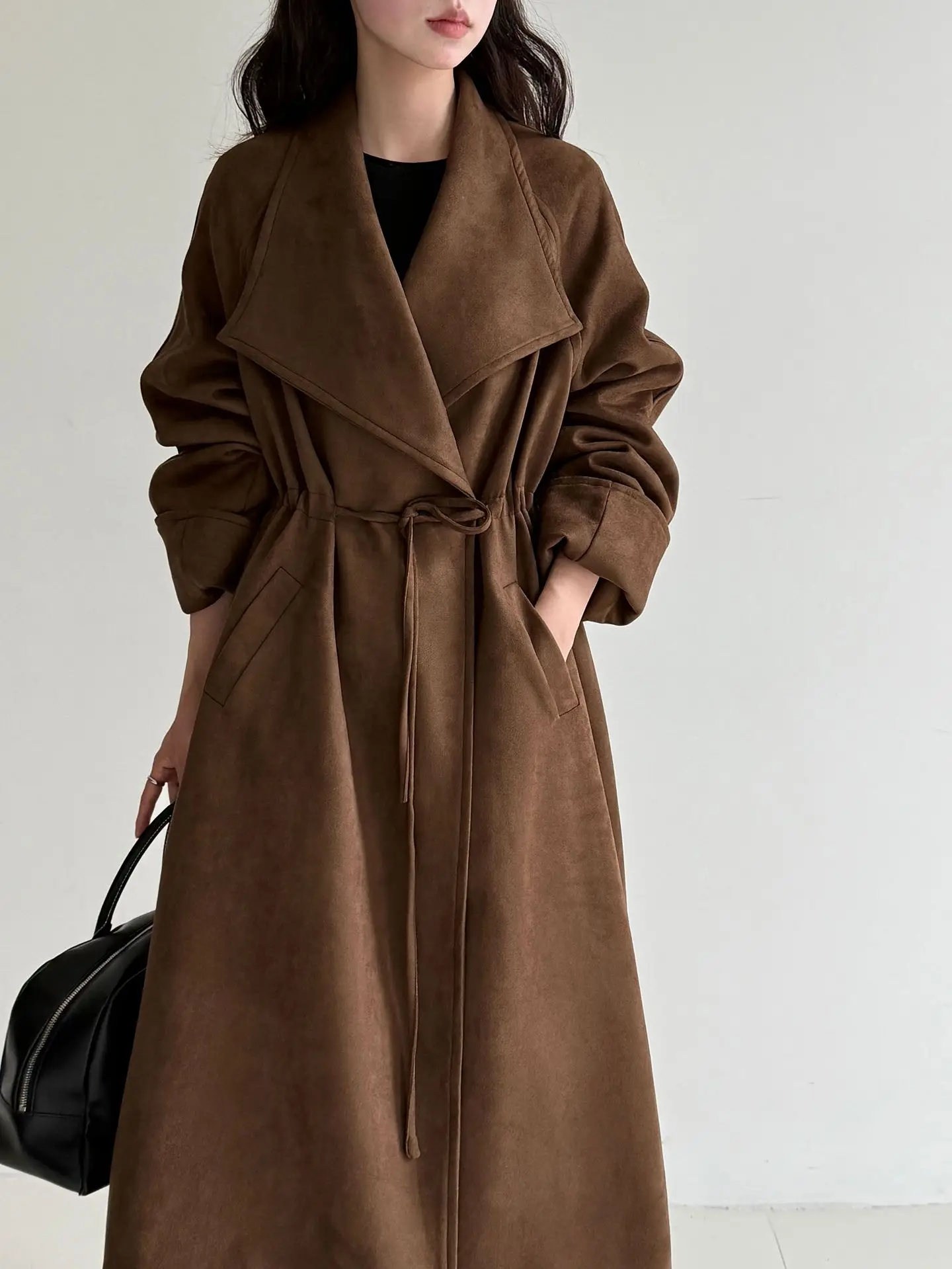 

SuperAen осенне-зимнее новое шерстяное двустороннее твидовое пальто среднего и длинного размера для женщин