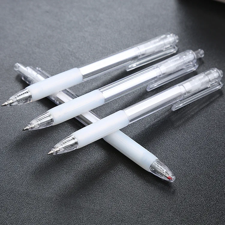 Simple non-printing wind press gel pen transparent 0.5mm black office stationery bounce pen press sign pen Glass pen