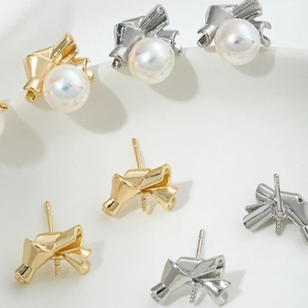 

14-каратное золотого цвета, рулон ленты, завязанные вручную, полуотверстие, держатель для бусин, серьги, сделай сам, ручная работа, липкий жемчуг, ювелирные изделия для ушей ручной работы, материал