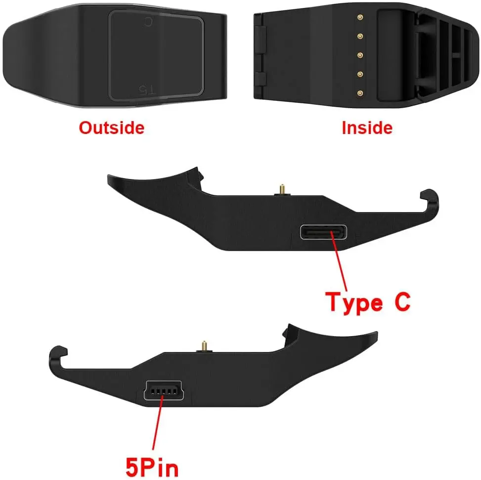 2 Pack Charging Clip for Garmin T5, TT15, TT10, T15, G TT15x GPS Dog Collar Charger Adapter,Type C Charger Replacement