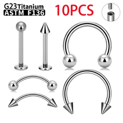 Wholesale G23 Titanium 10PCS Labret Lip Stud Piercing Eyebrow Body Jewelry Nose Ring C rod  For Women Septum Piercing