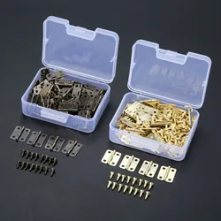 DRELD 60Pcs 16*13mm Cabinet Door Furniture Hinge Jewelry Wood Boxes Decorative Hinge Furniture Fittings +Screws +Storage Box