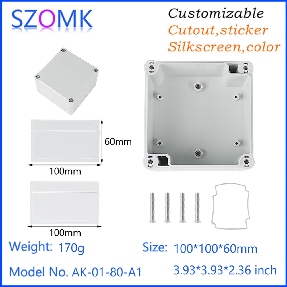 Abs Outdoor Ip67 Project 100*100*60MM Oem Electrical Waterproof Boxes Plastic Junction Box Electronic Enclosure