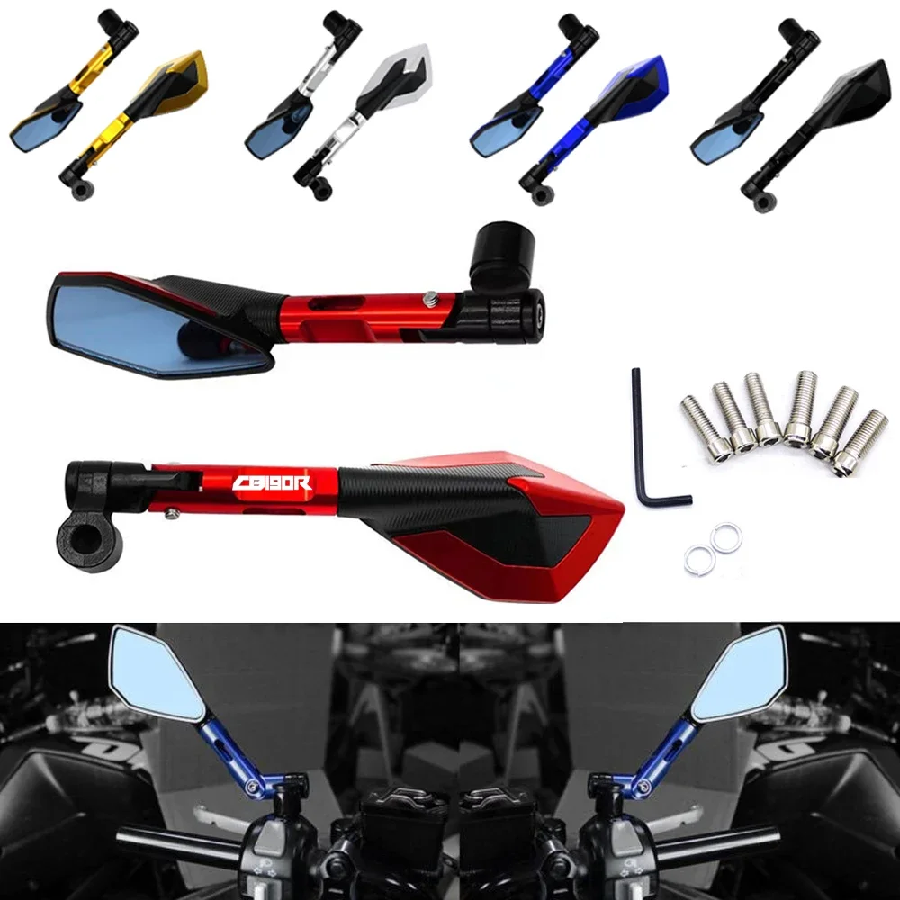 Universal Motorcycle Accessories CNC Aluminum Blue Lens Rear View Side Mirror For  HONDA CB190 CB190R CB190F CB190X