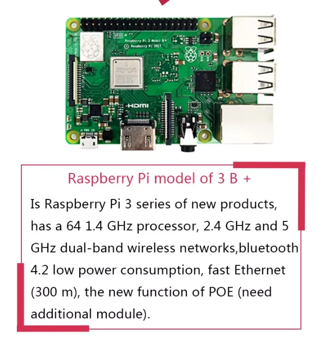 Raspberry Pi 3B+ Development Board by Element14, BCM2837 1.2GHz Quad-Core CPU, Dual-Band 2.4G/5G Wireless, Bluetooth 4.2 Connect