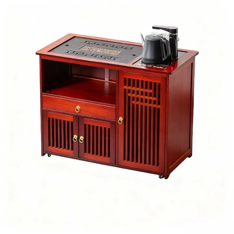

Red sandalwood indoor tea cabinet tea table side solid wood tea cabinet movable