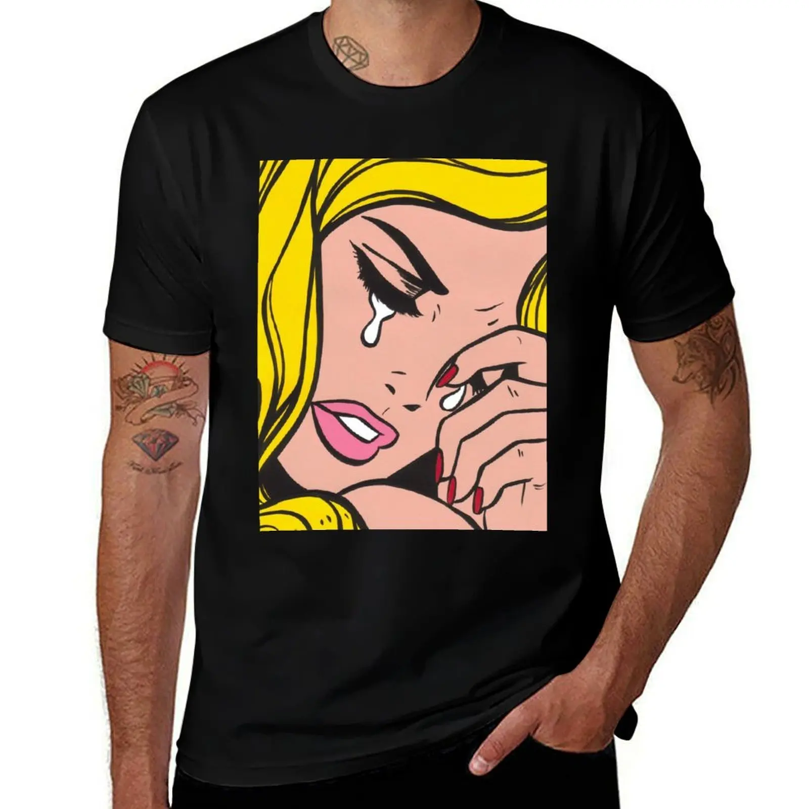 

Blonde Crying Comic Girl T-Shirt Big Size Daily Wear T-Shirt