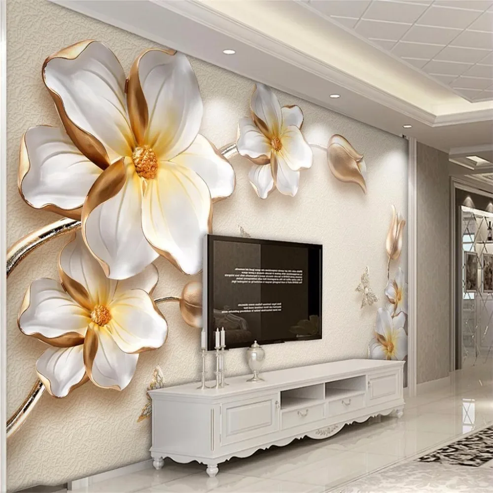 Custom papel de parede Photo Wallpaper for wall Mural Landscape Marble peony Wall Paper Living Room home decor home decorations