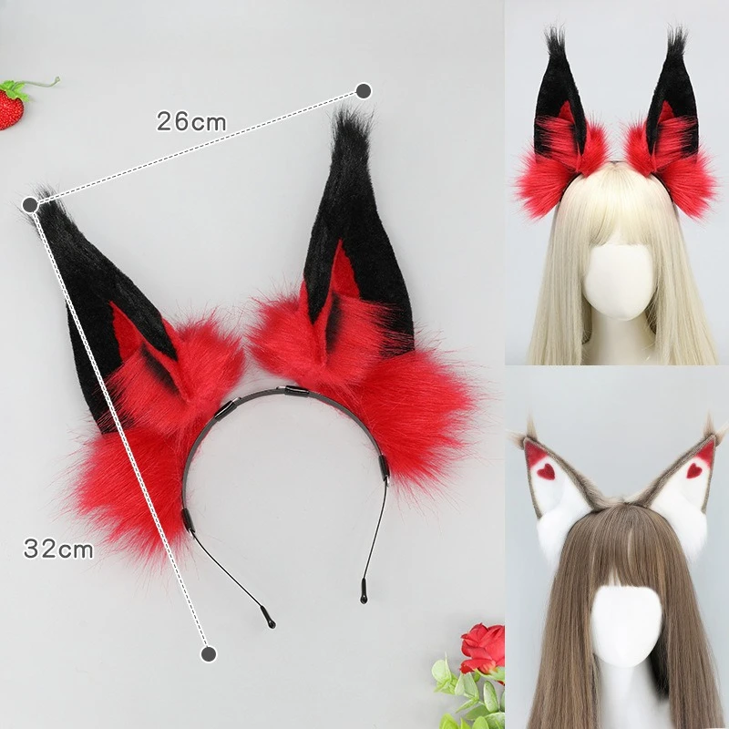 Radio Demon Alastor Ears Hair Hoops Furry Animal Ears Headwear Comic-con Cosplay Props Masquerade Party Hair Accessories Props