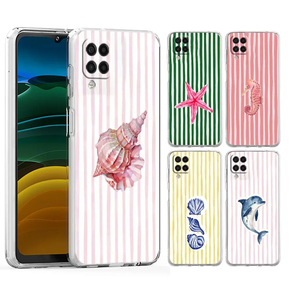 Colorful Marine Organism Striped Phone Case For Samsung A17 A15 A13 A51 A71 A41 A07 A35 A55 A23 A25 A33 A53 A73 A57 A37 5G Cover