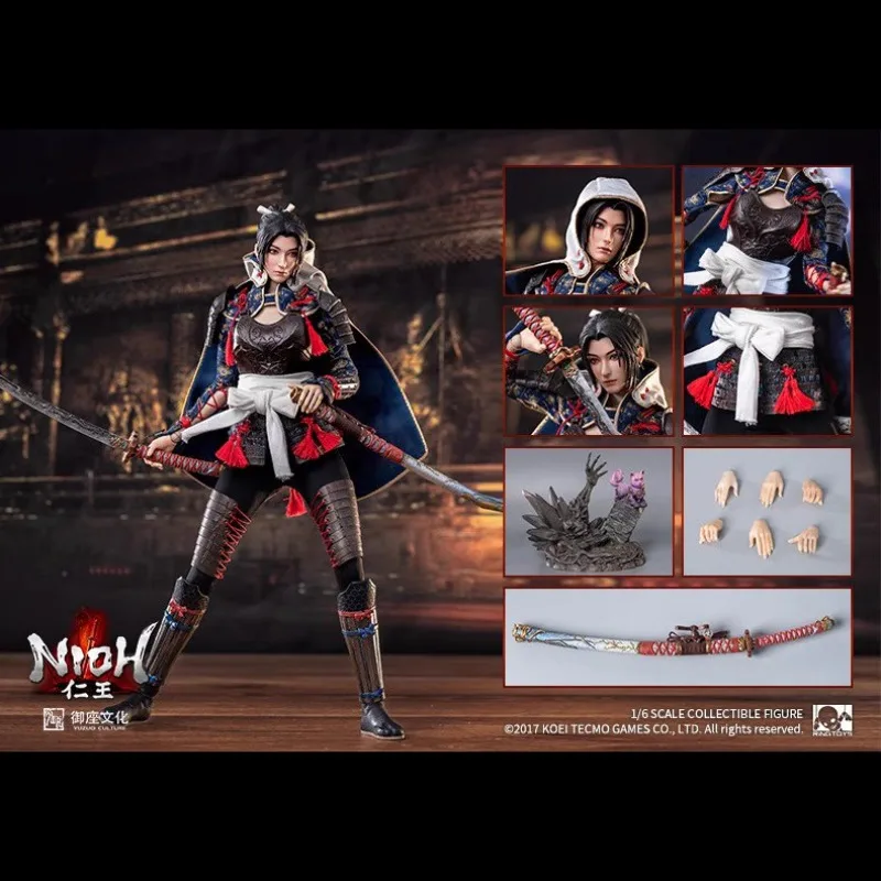 RingToys RT013 Nioh Tachibana Ginchiyo,1/6 12In Samurai Figure,Fabric Cloak,Katana,Guardian Fox & Demon Rock Diorama Model