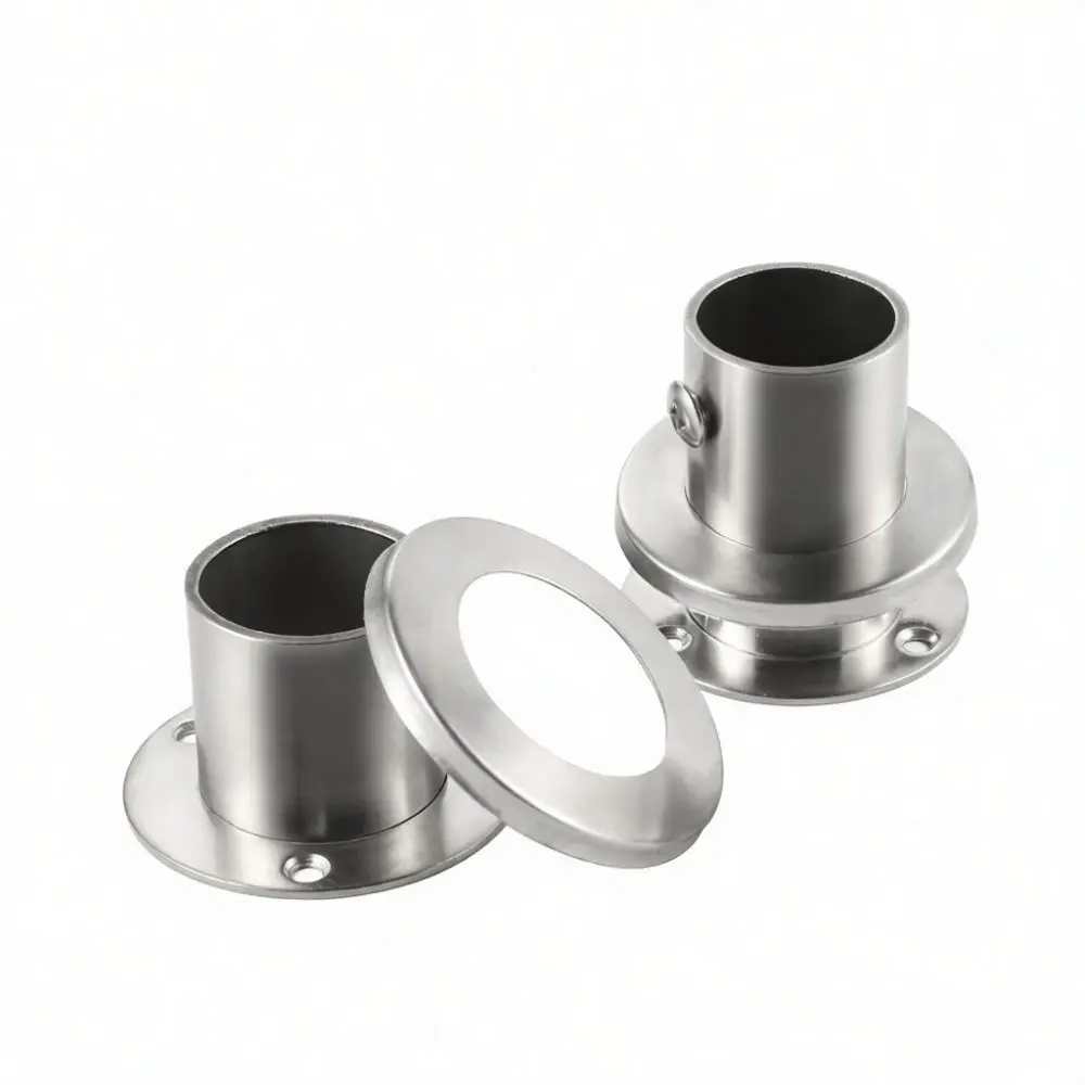 Durable Stainless Steel Flange Bracket For Amada Hanging Tube Support Heavy Duty Curtain Pole Mounting Wall Base Socket