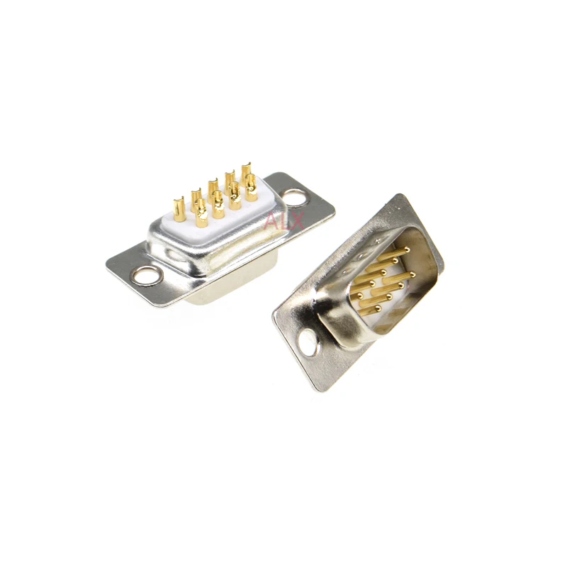 2pcs 3u Gold Plated Solid Pin Db9 Male Female Mount Serial Port Connector Solder Type d-sub Rs232 Com Connectors 9pin Adapter