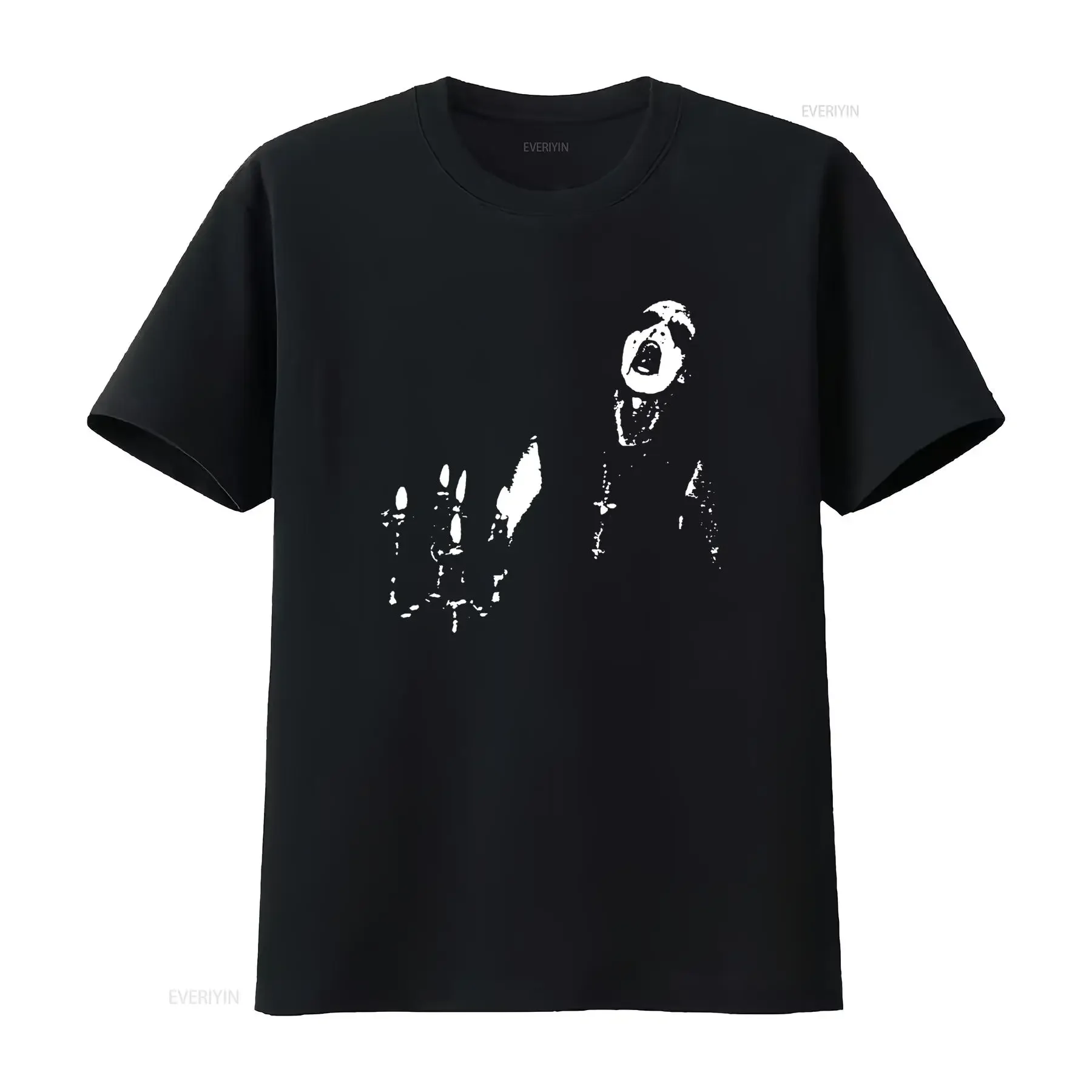 T-shirt décontracté noir et blanc à imprimé squelette pixel gothique streetwear, style vintage délavé, extensible, unisexe, vêtements de créateur