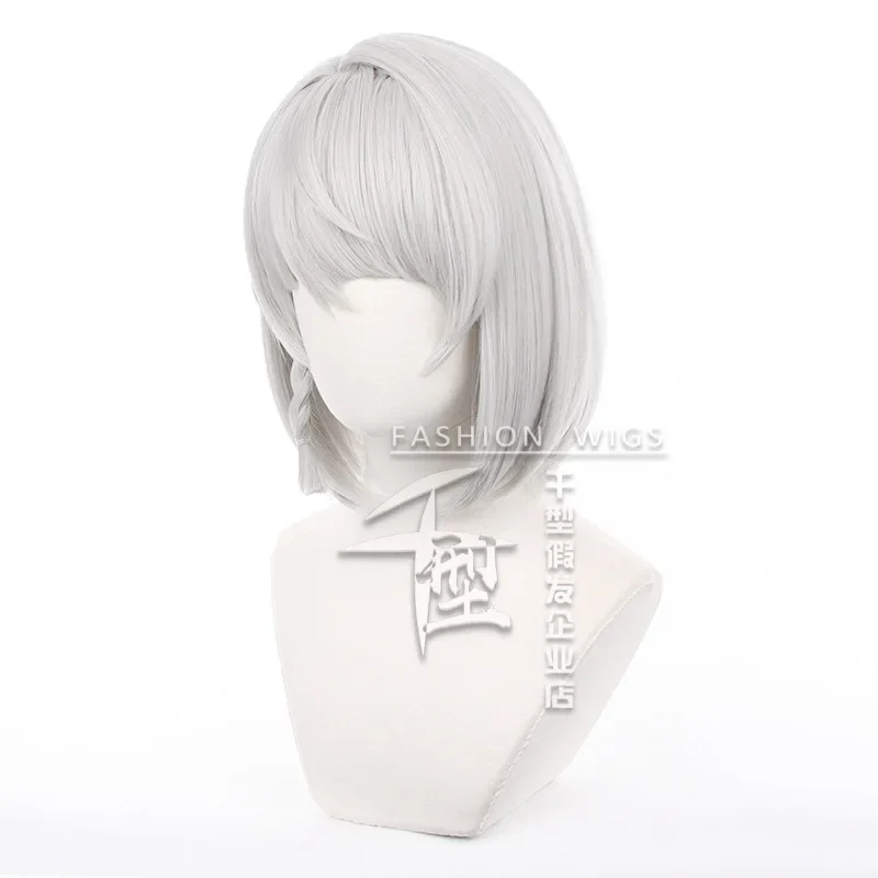 Anby Demara Cosplay Wig Game Zenless Zone Zero 32cm Short Straight Silver White Heat Resistant Synthetic Halloween Party Wigs