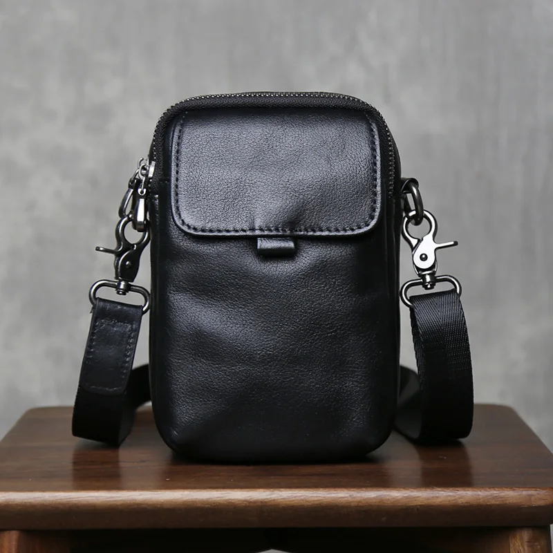 

Men's Genuine Leather Shoulder Bag Fashionable Mobile Phone Cover Layer Cowhide Chest Bag Casual And Simple Crossbody Bag