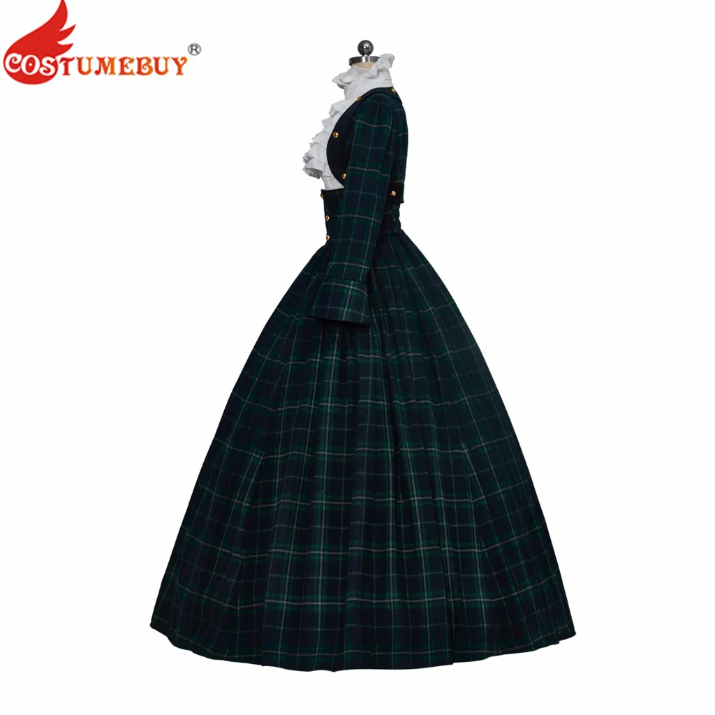 

Victorian Dickens Christmas Caroler Caroling Cosplay Plaid Dress 1860s Civil War Pioneer Dress Vintage Costume Ball Gown