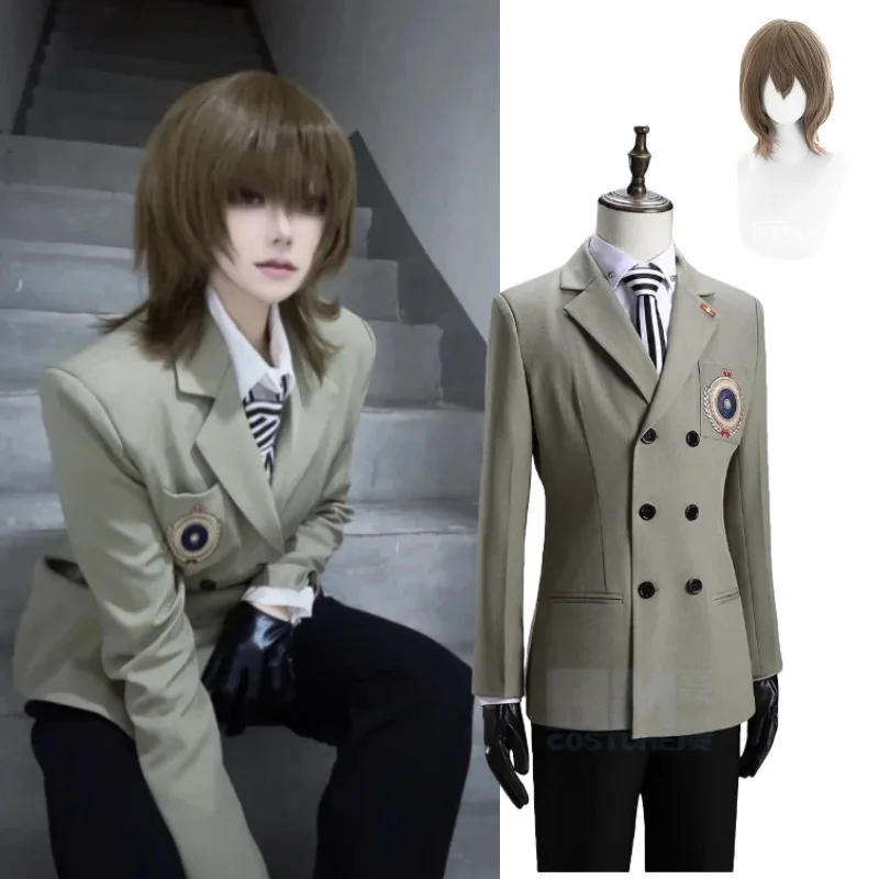 

Anime Akechi Goro Cosplay Costume Coat Shirt Pants Uniform Wig Suit for Women Men Halloween Carnival Party Roleplay Outfits