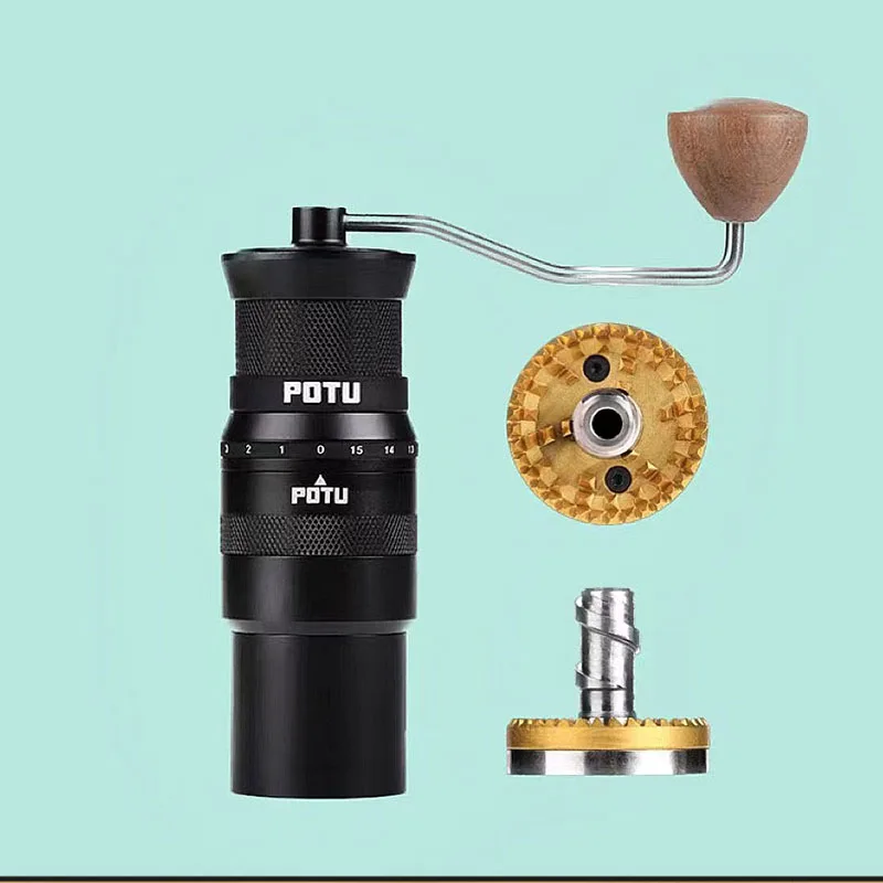 New POTU Manual Coffee Grinder High Nitrogen Steel 49MM Flat Knife Core Grinding,Portable Italian Espresso Make Kitchen Tools