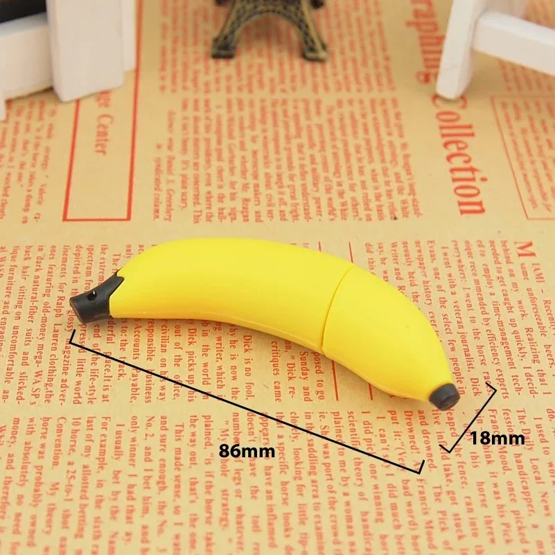 Desenhos animados Banana Pen Drive, USB Flash Drive, Presente Criativo, 32GB, 64 GB, 128GB, 16GB, 8GB