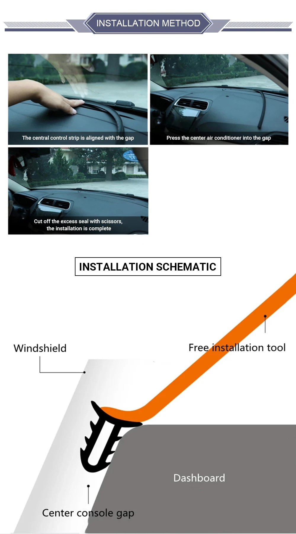 Auto Dashboard Dichtung Streifen Lärm Schalldämmung Gummi Streifen Windschutzscheibe Dichtungen Universal Dichtungs Innen Zubehör – Detail 8