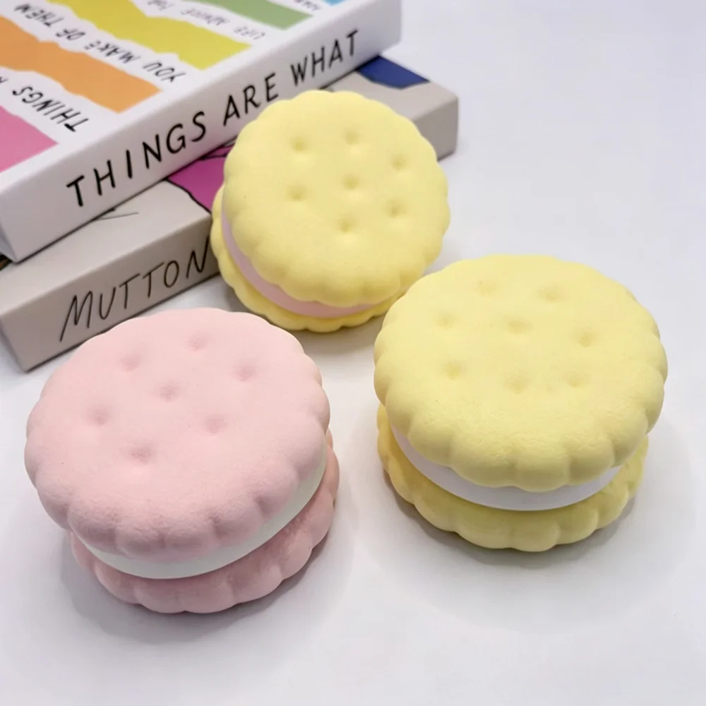 Macaron Sandwich Cookie Squishy Toy Soft Stretch Squeeze Stress Relief Fidget Toy Cute Biscuit Shaped Desk Decoration Anti Toy