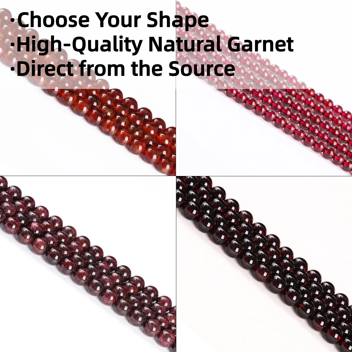 

8A Quality Natural Stone Wine Red Garnet Bead Round Loose Gems Bead For Jewelry Making Diy Bracelet Necklace Accessory Wholesale
