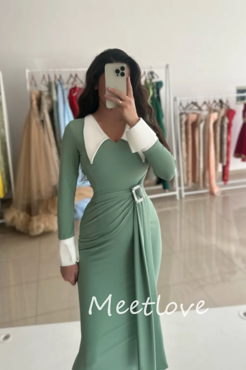 Meetlove Prom Dresses Fashion Elegant One Shoulder Empire a-line Party Dress lunghezza del pavimento senza maniche Flower Belt sera formale