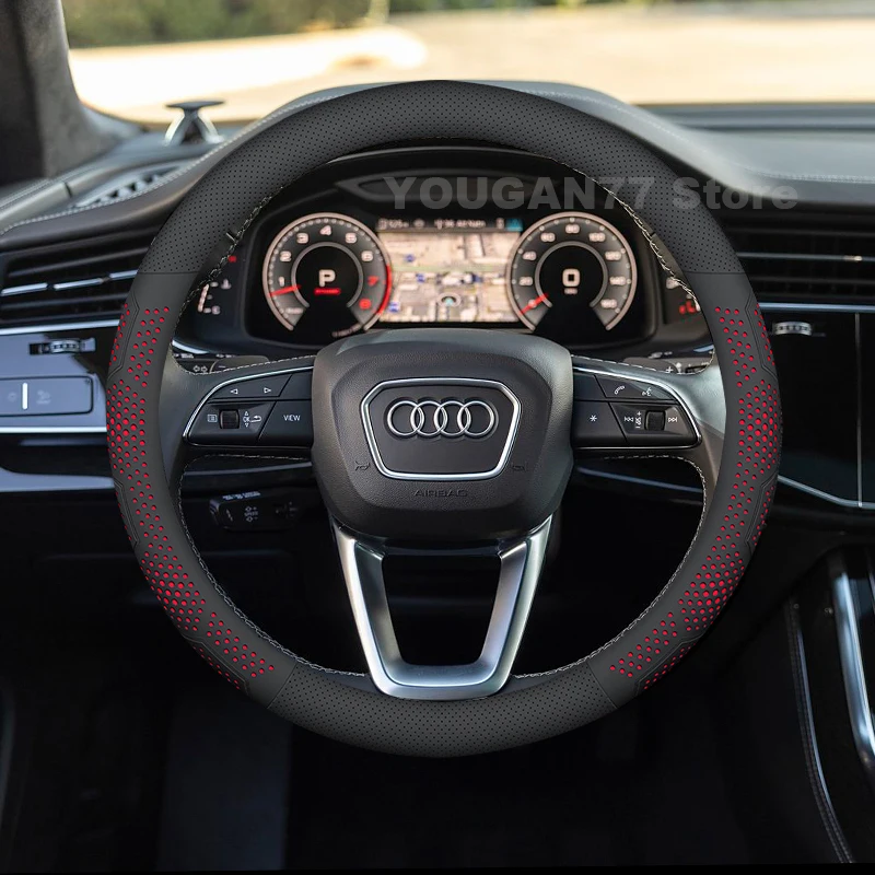 

Leather Car Steering Wheel Cover For Audi Q8 e-tron 2023-2025 Ultra Thin Non-slip Auto Steering Wheel Audi Q8 e-tron Accessories