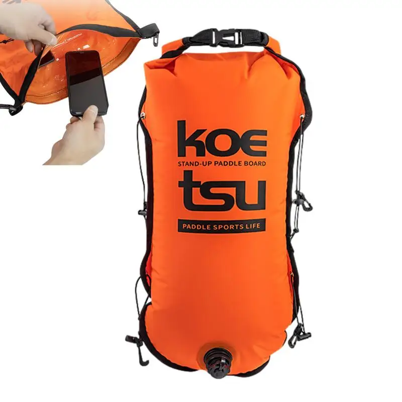 Inflatable Open Swimming Buoy Tow Float Dry Bag Double Air Bag With Waist Belt For Swimming Water Sport Storage Safety Bag