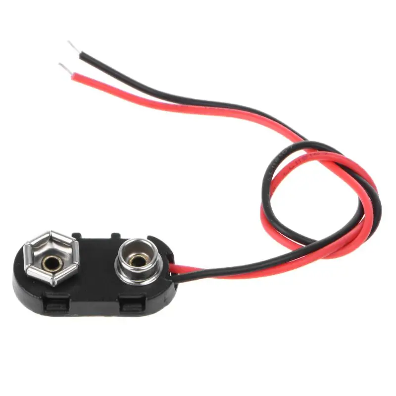 PP3 9V Battery Clip Connector I Type Tinned Wire Leads 150mm Black Red