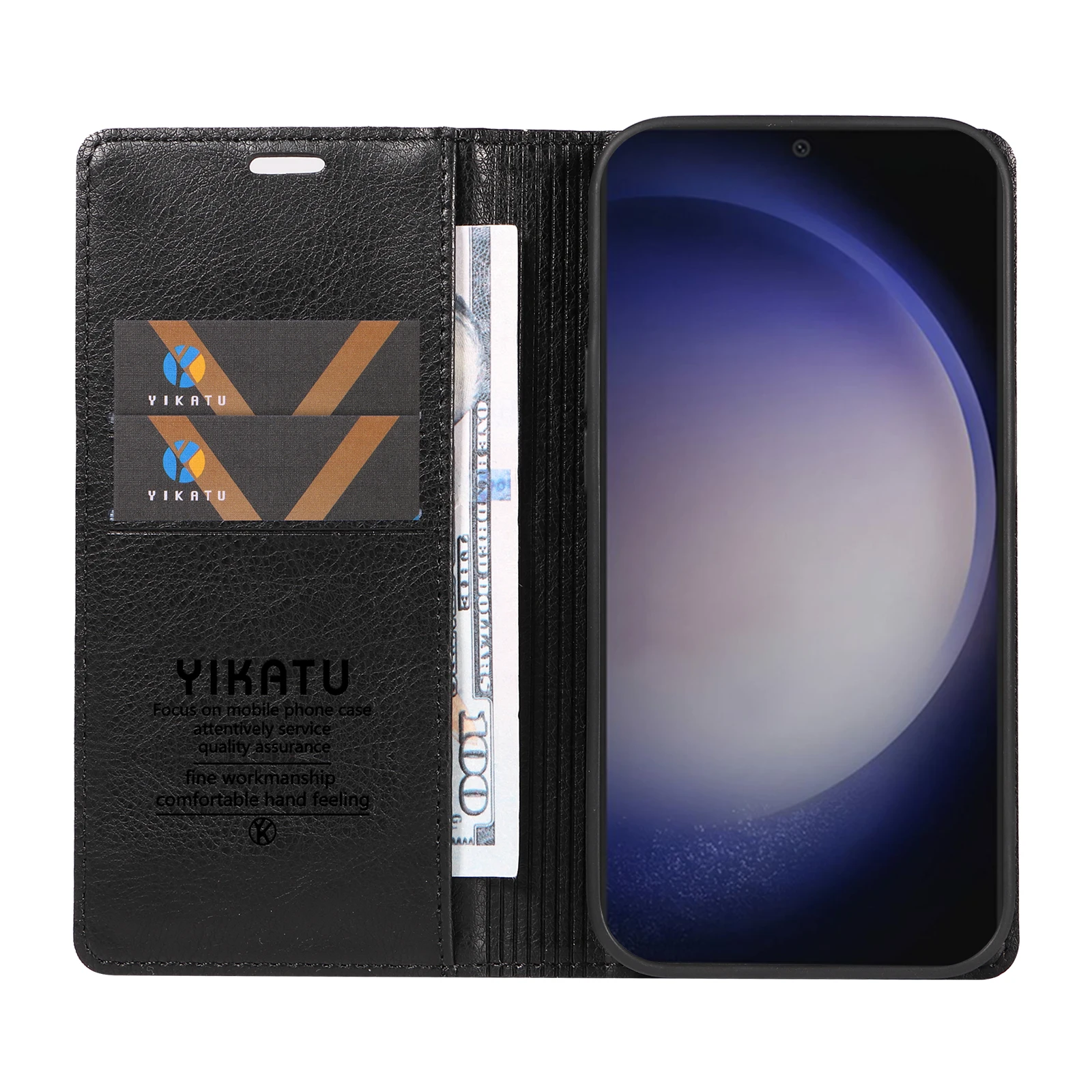 حافظة لهاتف سامسونج جالاكسي S 9 10 20 21 22 23 24 25 Plus Ultra FE Litchi Texture حافظة هاتف فاخرة لتخزين البطاقات والمال