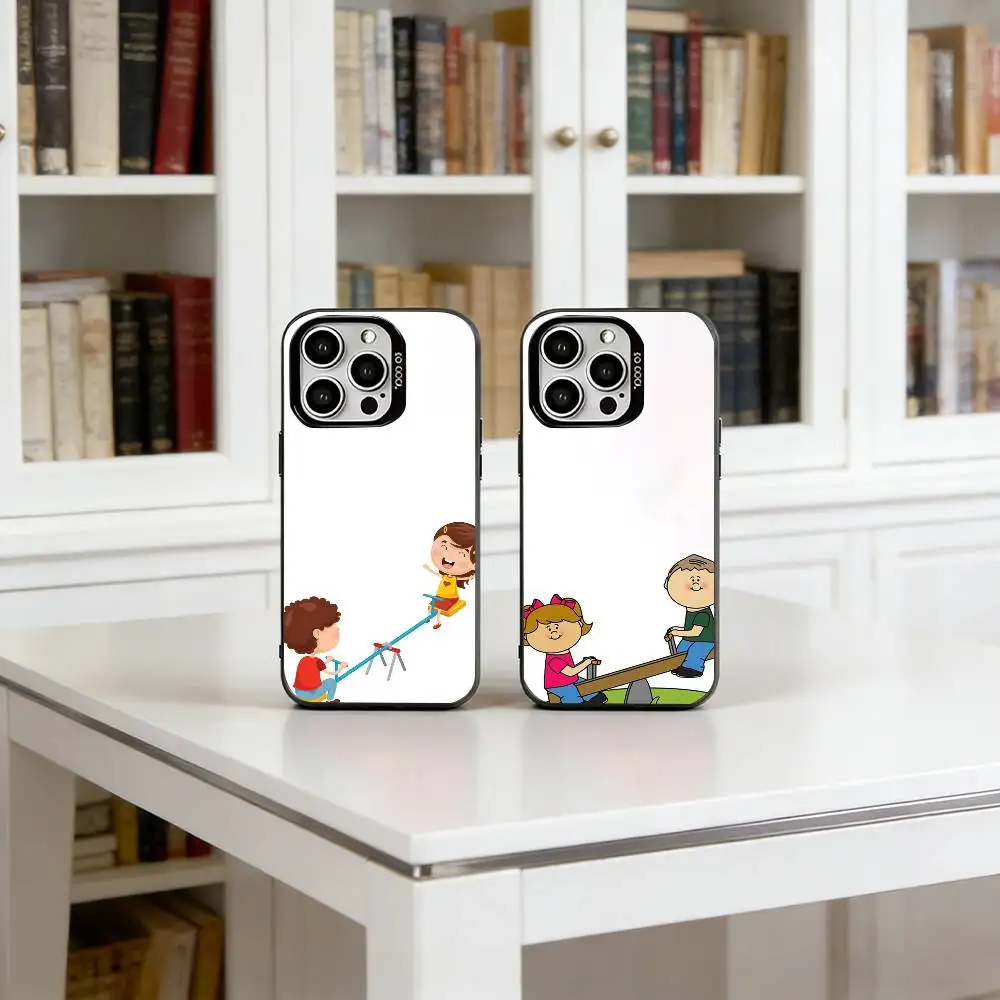 

T-Teeter-totter Phone Case For iPhone 17,16,15,14,13,12,11 Plus,Pro Max,XS,Colorful Silver Black Cover