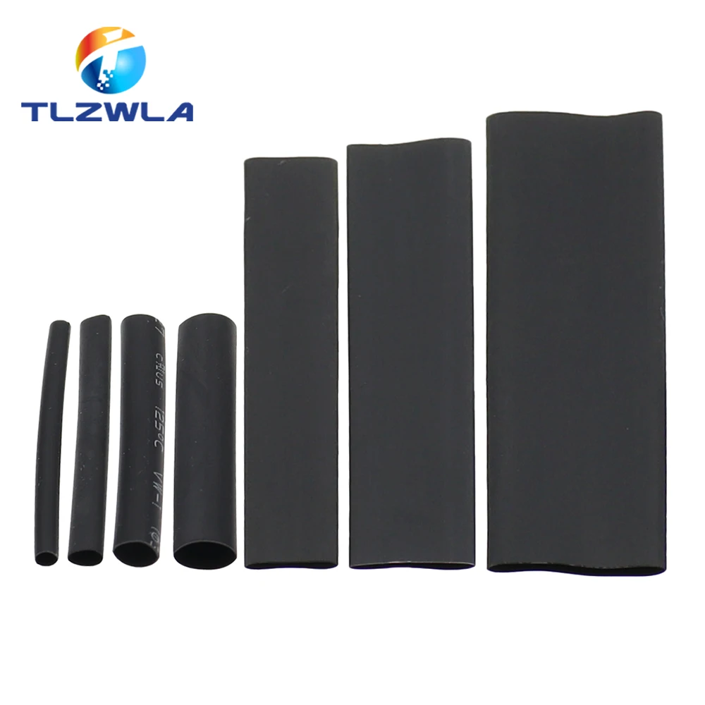 127Pcs Black Weatherproof Heat Shrink Sleeving Tubing Tube Assortment Kit Electrical Connection Electrical Wire Wrap Cable